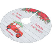 Rustikaler Red Truck White Wood Weihnachtsbaumrock Polyester Weihnachtsbaumdecke (Schrägansicht)