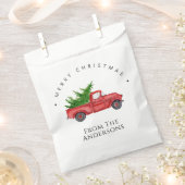 Rustikaler Red Watercolor LKW mit Weihnachtsbaum Geschenktütchen (Ausgeschnitten)