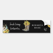 Rustikaler Redneck Babe Sunflower Monogram Autoaufkleber (Vorne)