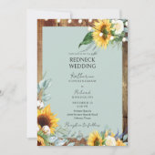 Rustikaler Redneck Sonnenblumen Hochzeitshöhe II Einladung (Vorderseite)