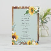 Rustikaler Redneck Sonnenblumen Hochzeitshöhe II Einladung (Stehend Vorderseite)