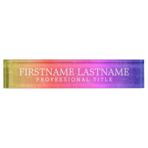 Rustikaler Regenbogen-bunter Name u. beruflicher Namensplakette