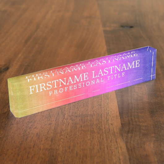 Rustikaler Regenbogen - Farbname und Beruflicher T Namensplakette (Seite)