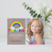 Rustikaler Regenbogen Geburtstag | Farbiges Foto V Dankeskarte (Stehend Vorderseite)