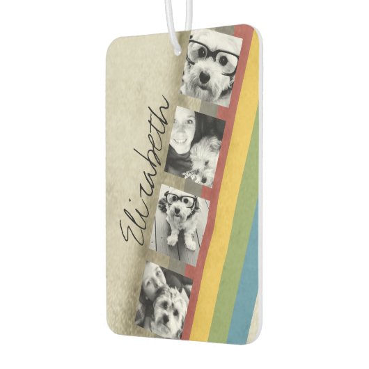 Rustikaler Regenbogen Hipster 4 Foto Benutzerdefin Autolufterfrischer (Links)