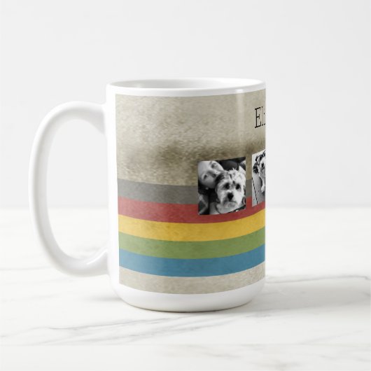 Rustikaler Regenbogen Hipster 4 Foto Benutzerdefin Kaffeetasse (Links)