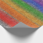 Rustikaler Regenbogen Streifen Grau Crosshatch Geschenkpapier (Ecke)