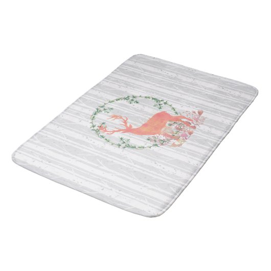 Rustikaler Reindeer Boho Wassercolor Badematte (Schrägansicht)