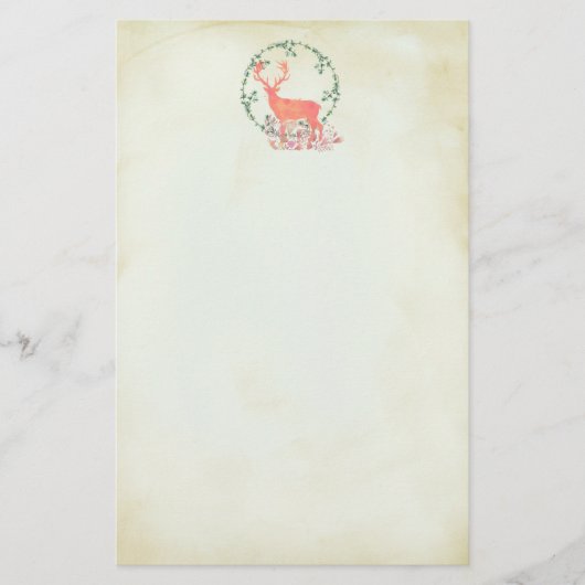 Rustikaler Reindeer Boho Wassercolor Briefpapier (Vorderseite)