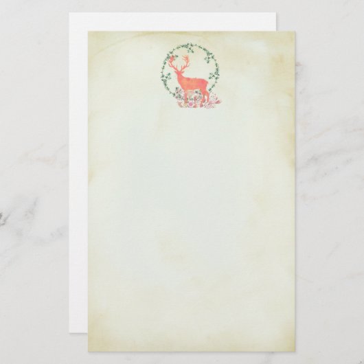 Rustikaler Reindeer Boho Wassercolor Briefpapier (Vorne/Hinten)