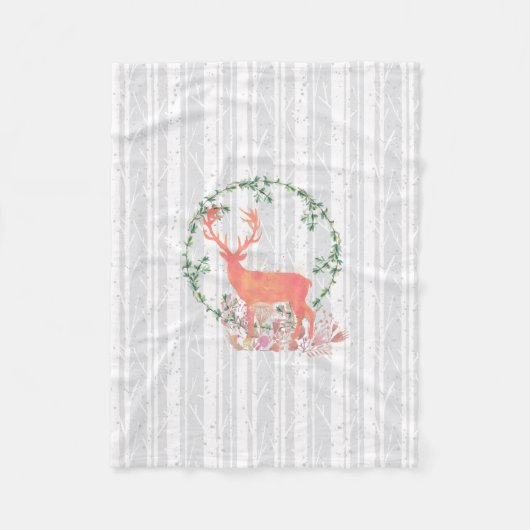 Rustikaler Reindeer Boho Wassercolor Fleecedecke (Vorderseite)