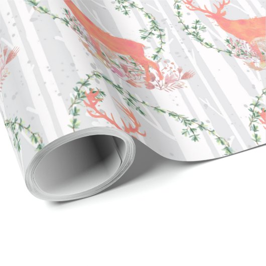 Rustikaler Reindeer Boho Wassercolor Geschenkpapier (Rolleneckpunkt)