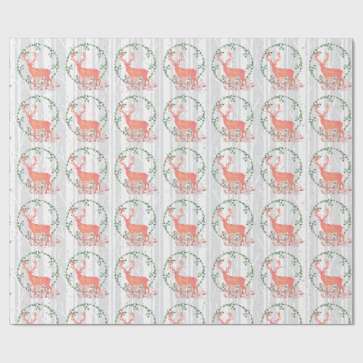 Rustikaler Reindeer Boho Wassercolor Geschenkpapier (Flach)