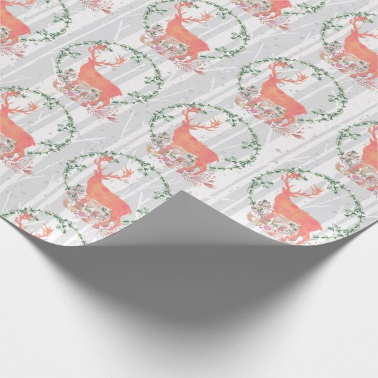 Rustikaler Reindeer Boho Wassercolor Geschenkpapier (Ecke)
