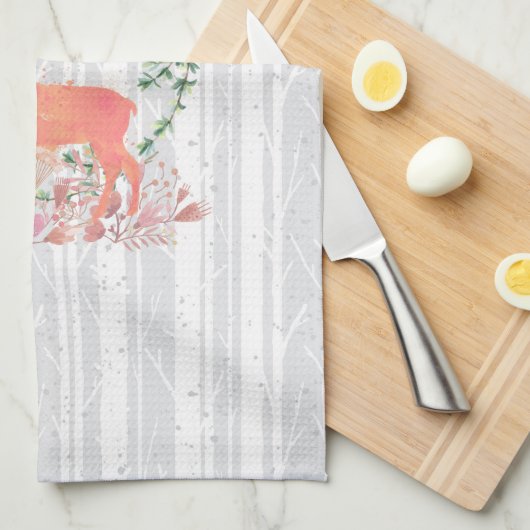 Rustikaler Reindeer Boho Wassercolor Küchentuch (Viertel Falte)