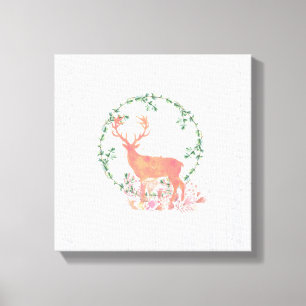 Rustikaler Reindeer Boho Wassercolor Leinwanddruck