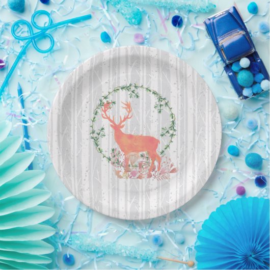 Rustikaler Reindeer Boho Wassercolor Pappteller (Party)