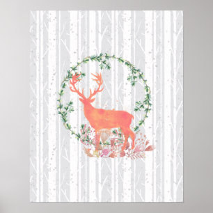 Rustikaler Reindeer Boho Wassercolor Poster