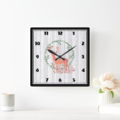 Rustikaler Reindeer Boho Wassercolor Quadratische Wanduhr (Zuhause)