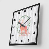 Rustikaler Reindeer Boho Wassercolor Quadratische Wanduhr (Winkel)