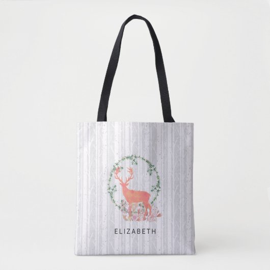 Rustikaler Reindeer Boho Wasserfarbe individuell Tasche (Vorderseite)
