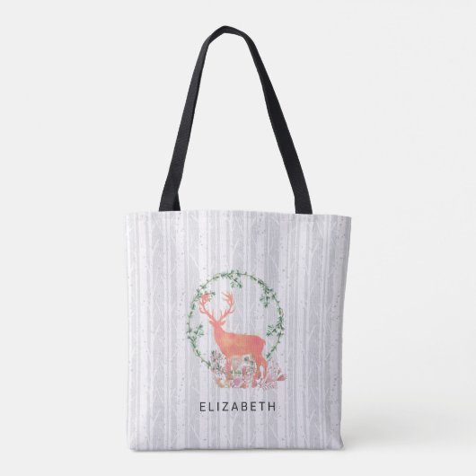 Rustikaler Reindeer Boho Wasserfarbe individuell Tasche (Rückseite)