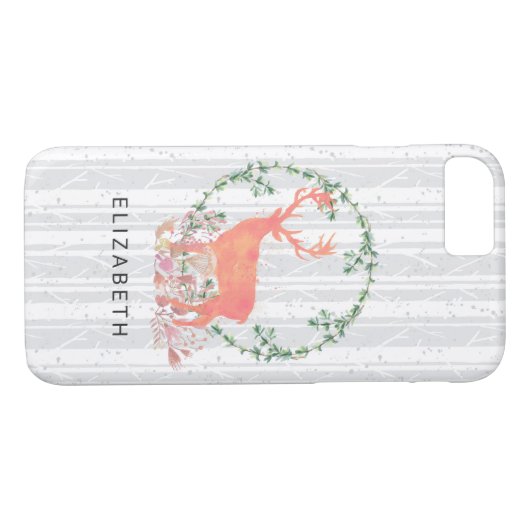 Rustikaler Reindeer Boho Wasserfarbe Personalisier Case-Mate iPhone Hülle (Rückseite (Horizontal))