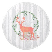 Rustikaler Reindeer Boho Wreath Keramikknauf (Vorderseite)