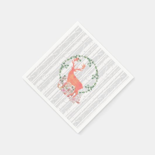 Rustikaler Reindeer Boho Wreath Serviette (Ecke)