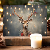 Rustikaler Rentier mit Edison Lights Weihnachten