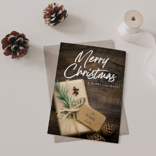 Rustikaler Rentier & Present Frohe Weihnachten