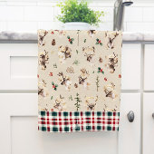 Rustikaler Rentierbaum Familienname Monogram Geschirrtuch