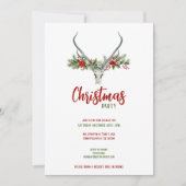 Rustikaler Rentierskull mit Kariertem Weihnachtsge Feiertagskarte (Vorderseite)