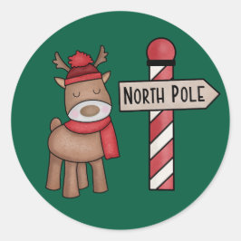 Rustikaler Rentiersticker - Vintager Nordpol Runder Aufkleber