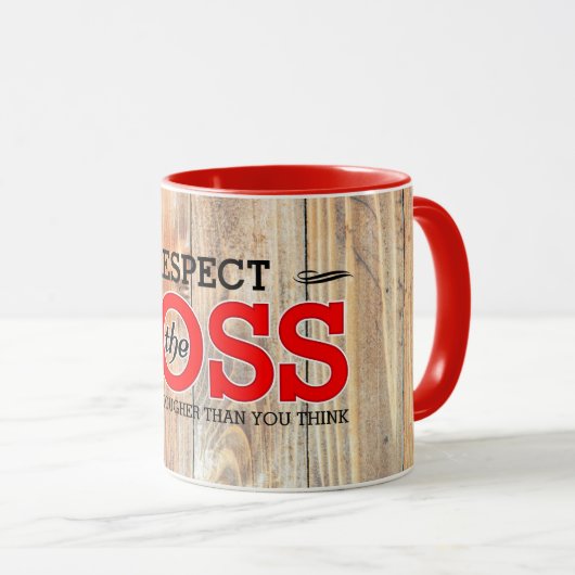 Rustikaler Respekt für den Boss im Stallholz Tasse (VorderseiteRechts)