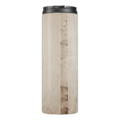 Rustikaler Retro Beige Marmormuster Feuerwehrmann Thermosbecher (Rückseite)