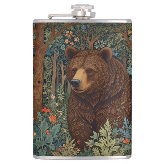Rustikaler Retro-Braunbär Flachmann (Vorderseite)
