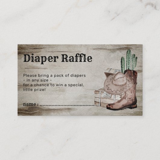 Rustikaler Retro Diaper Raffle Baby Cowboy Begleitkarte (Vorderseite)