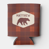 Rustikaler Retro-Karierter Bär Personalisiert Dosenkühler (Vorderseite)