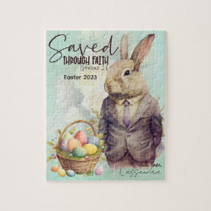 Rustikaler Retro-Vintager Kanincheneier Puzzle