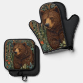 Rustikaler Retrobär Ofenhandschuh & Topflappen-Set (Vorderseite/Rückseite)