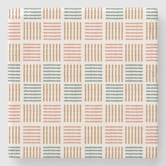 Rustikaler Rhythmus Kariert - Moderner Boho Steinuntersetzer (Vorderseite)