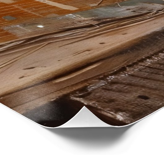 Rustikaler Robin und Nest Decoupage Poster (Ecke)