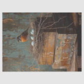 Rustikaler Robin und Nest Decoupage Seidenpapier (Vorderseite)