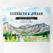 Rustikaler Rocky Mountain | Illustrierte Hochzeit Dreifach Gefaltete Einladung (Innen Erste Seite)