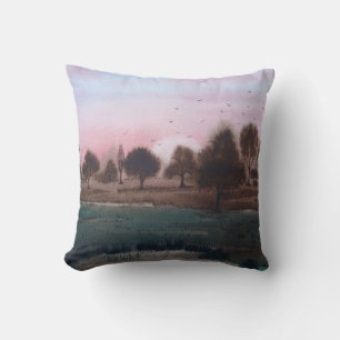 Rustikaler Rodelwald Herbst Landschaft Sonnenunter Kissen