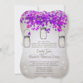 Rustikaler romantischer Mason Jar Lila Baum Einladung (Vorderseite)