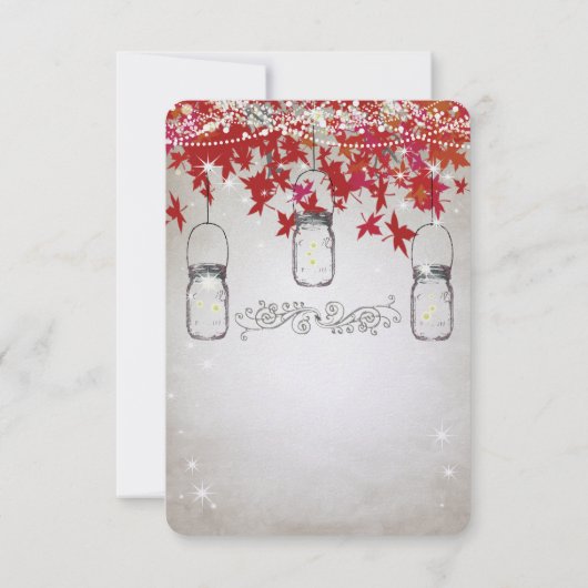 Rustikaler Romantischer Mason Jar Red und Silver F RSVP Karte (Rückseite)
