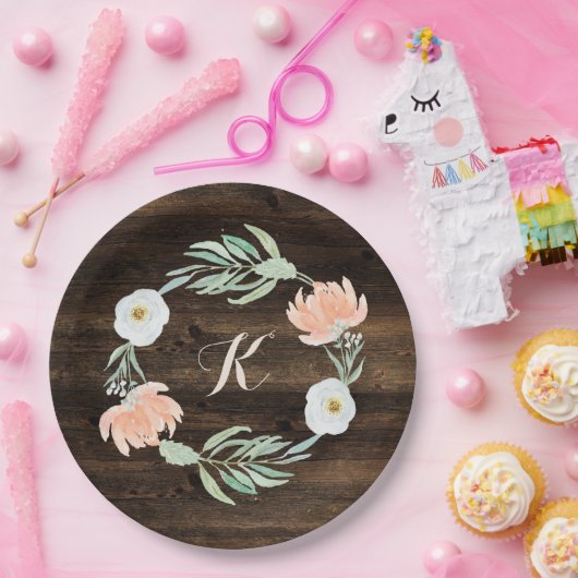 Rustikaler römischer Kranz | Hochzeit Pappteller (Party)