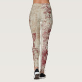Rustikaler Rosa Blumen-Leinenstoff-Muster (1) Leggings (Rückseite)